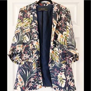 Zara Tropical Palm Blazer Size Small